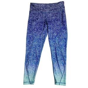 Vineyard Vines Performance Leggings Blue Ombre Leaf Print Size Small